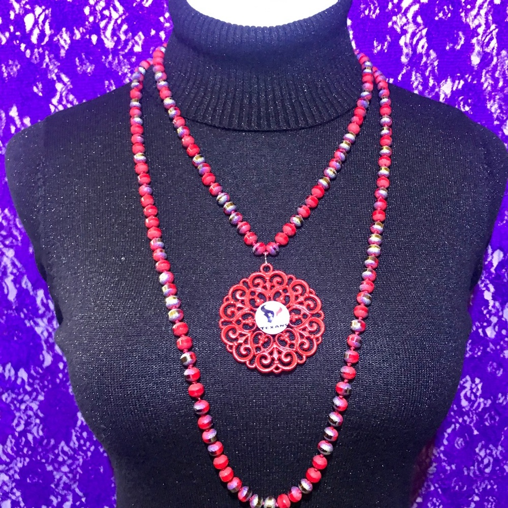 Houston Texans 60” Crystal Medallion Necklace